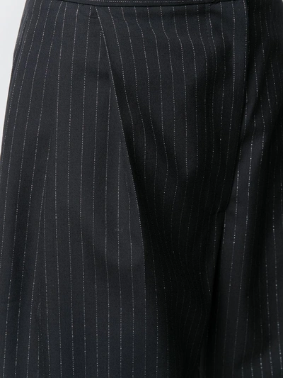 Shop Alexander Mcqueen Glitter Pinstripe High Waist Trousers In Black