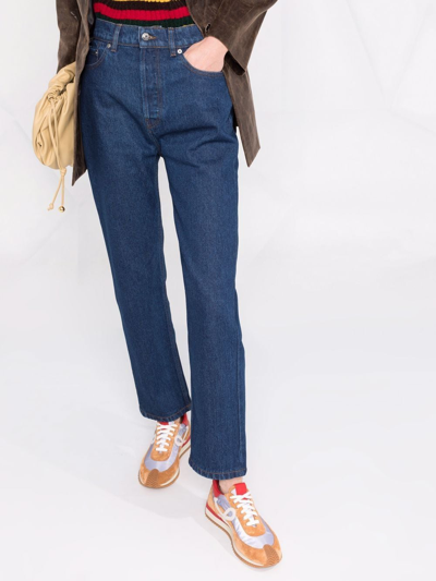 Shop Nanushka Cropped Straight-leg Jeans In Blue