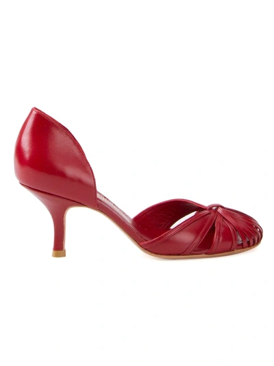 Shop Sarah Chofakian Round-toe 70mm Pumps In Red