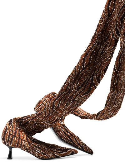 Amy Crookes Brown Victorine 60 Printed Shirred Knee-high Boots In Brown