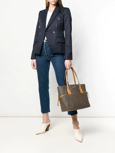 Michael Michael Kors Signature Voyager East West Tote In Brown