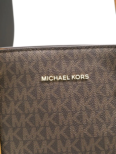 Michael Michael Kors Signature Voyager East West Tote In Brown