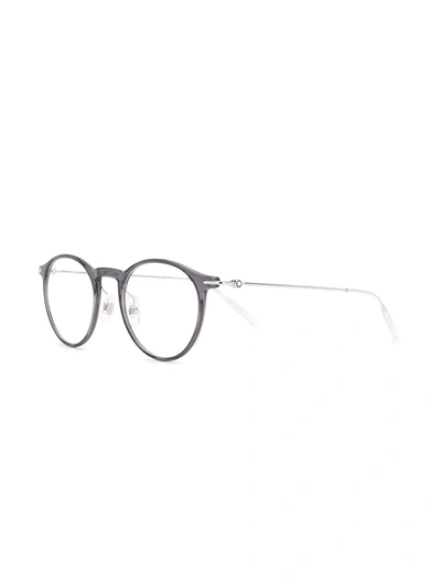 Shop Montblanc Polished Round-frame Glasses In Grey
