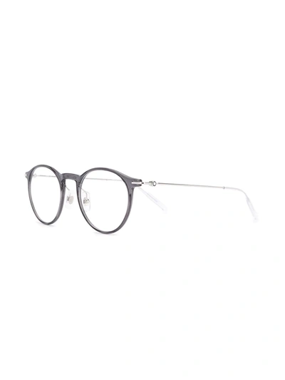 Montblanc Polished Round-frame Glasses In Grey