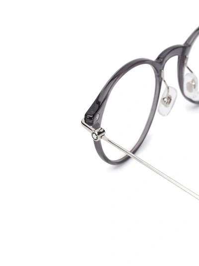 Shop Montblanc Polished Round-frame Glasses In Grey