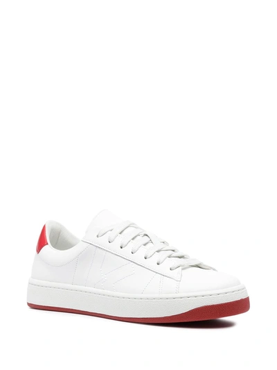 Shop Kenzo Leather Lace-up Sneakers In White