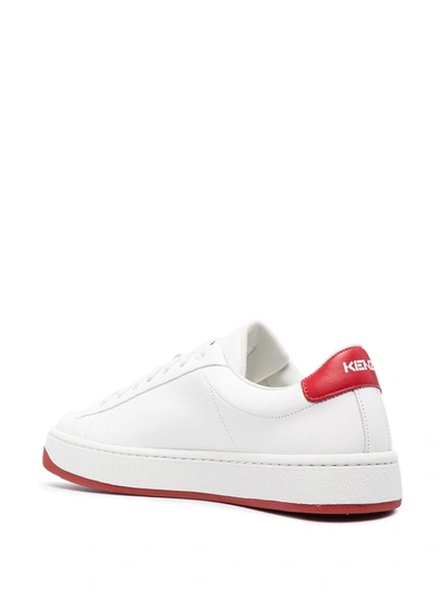 Shop Kenzo Leather Lace-up Sneakers In White