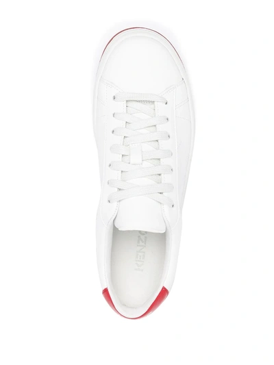 Shop Kenzo Leather Lace-up Sneakers In White