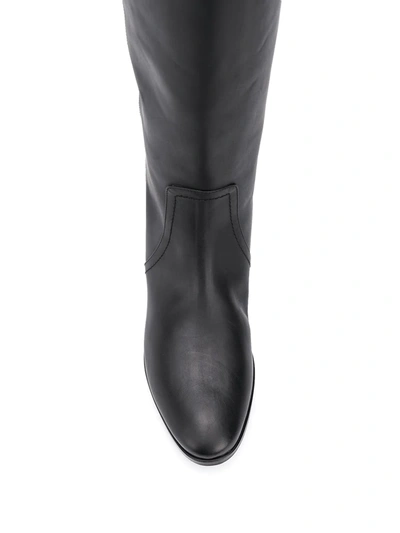 Shop Dolce & Gabbana Knee-length Logo Plaque Boots In Black