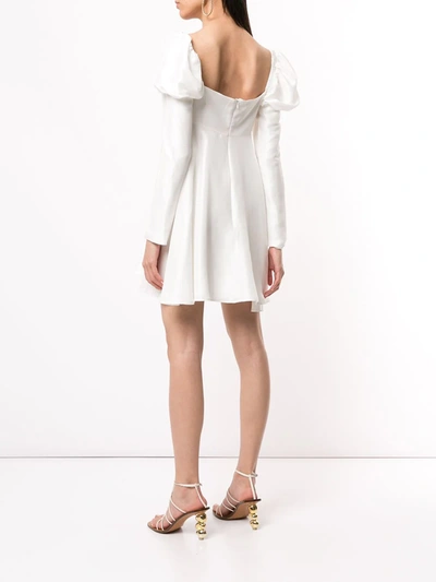 Shop Macgraw Puff-shoulder Flared Dress In White