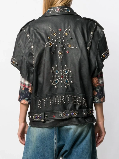 R13 Short Sleeve Studded Leather Jacket In Black ModeSens