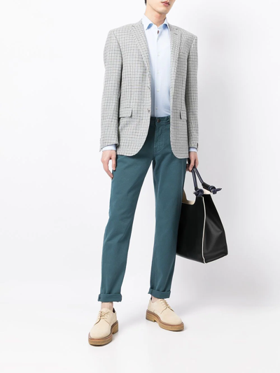 Shop Corneliani High Waist Tapered Trousers In 蓝色