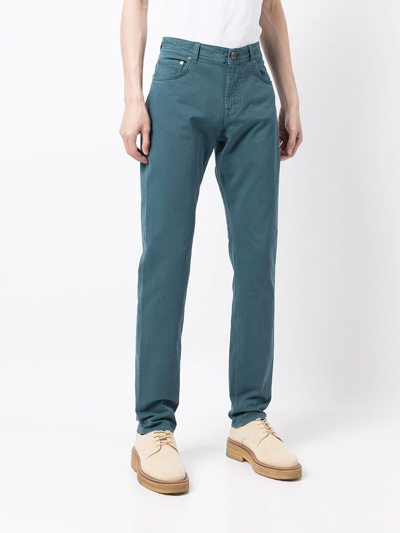 Shop Corneliani High Waist Tapered Trousers In 蓝色