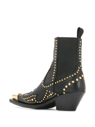 Shop Versace Studded Ankle Boots In Black