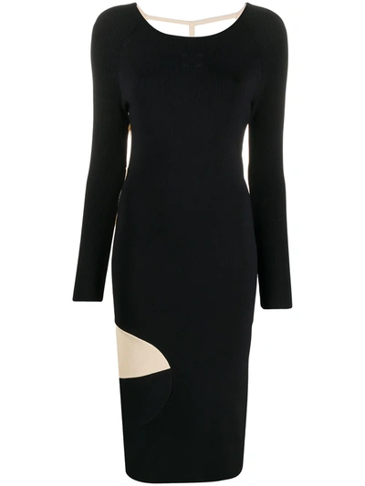 Shop Off-white Front N' Back Ribbed-knit Dress In Black