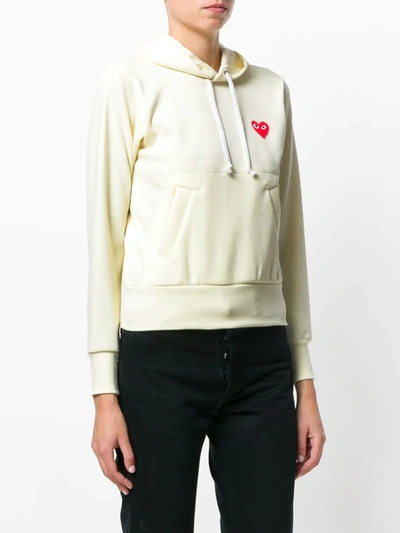 Shop Comme Des Garçons Play Heart-patch Long-sleeve Hoodie In White