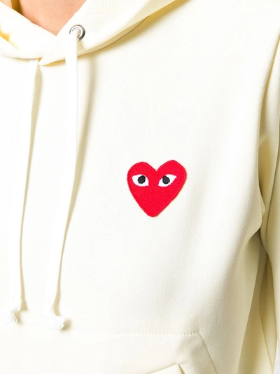 Shop Comme Des Garçons Play Heart-patch Long-sleeve Hoodie In White
