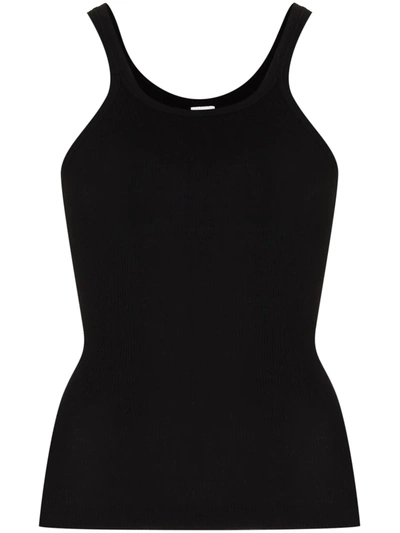 Re/done Black Hanes Edition Ribbed Tank Top In Black