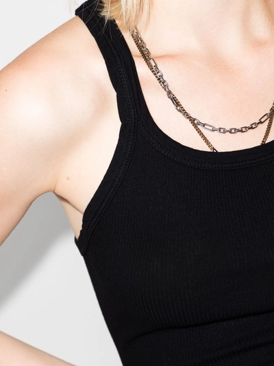 Re/done Black Hanes Edition Ribbed Tank Top In Black