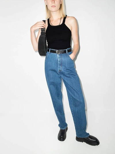 Re/done Black Hanes Edition Ribbed Tank Top In Black