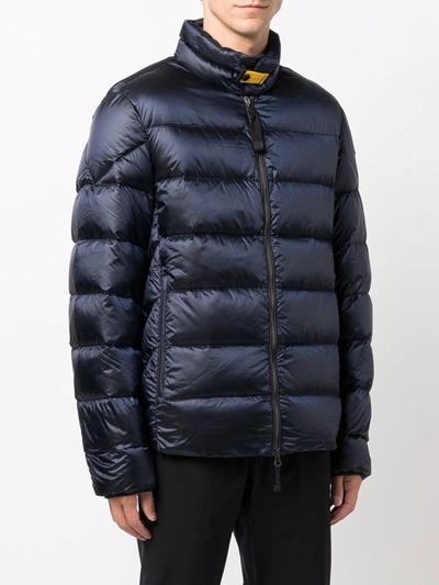 Shop Parajumpers Logo Zipped Padded Jacket In 蓝色