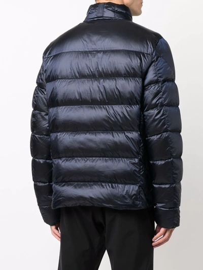 Shop Parajumpers Logo Zipped Padded Jacket In 蓝色