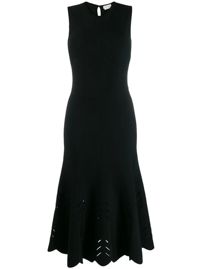 Shop Alexander Mcqueen Flared Hem Midi Dress In Black