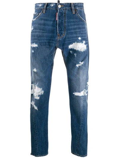 Shop Dsquared2 Distressed Effect Jeans In Blue