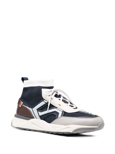 Santoni Sock-style High-top Sneakers In Blau