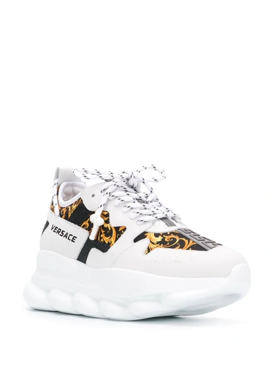Shop Versace Chain Reaction Baroque-print Sneakers In White