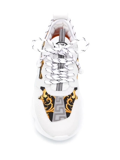 Shop Versace Chain Reaction Baroque-print Sneakers In White