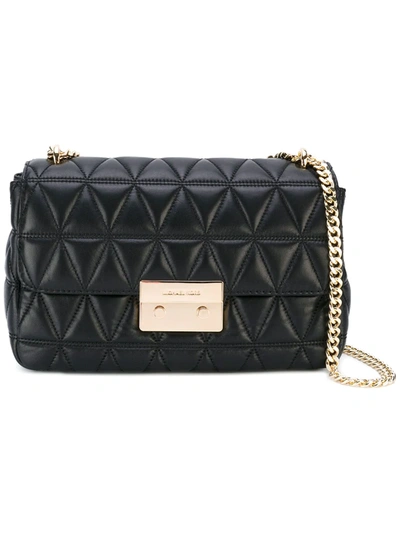 Shop Michael Michael Kors Sloan Quilted Shoulder Bag In Black