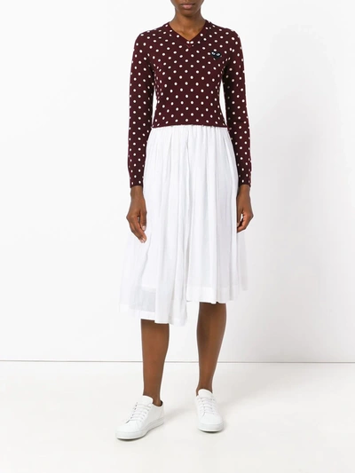 Comme Des Garçons Play Dotted V-neck Jumper In Pink
