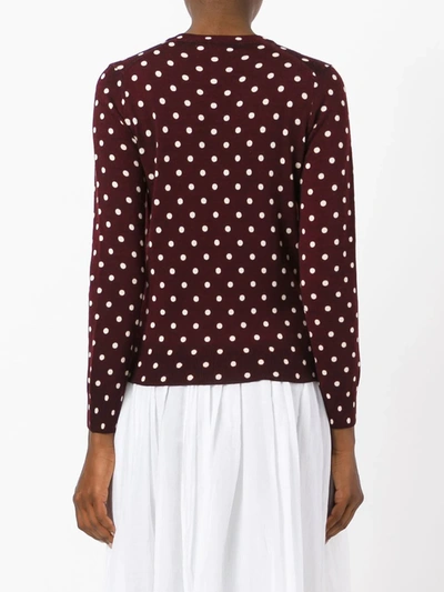 Comme Des Garçons Play Dotted V-neck Jumper In Pink