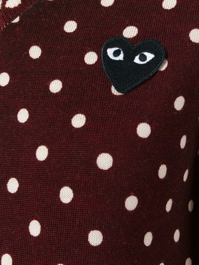 Comme Des Garçons Play Dotted V-neck Jumper In Pink