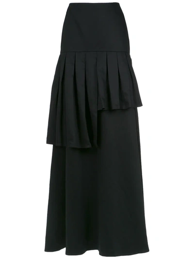 Shop Adriana Degreas Frilled Maxi Skirt In Black