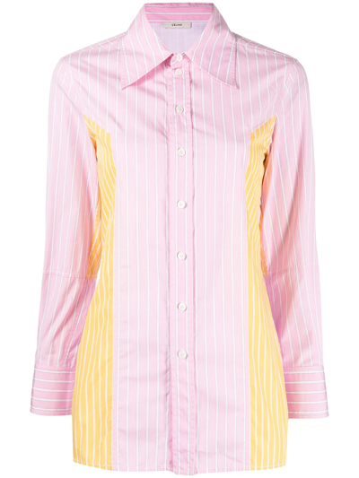 Pre-owned Celine  Colour-block Striped Shirt In Pink