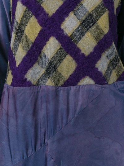 Pre-owned Yohji Yamamoto Vintage 格纹拼接连衣裙 - 紫色 In Purple
