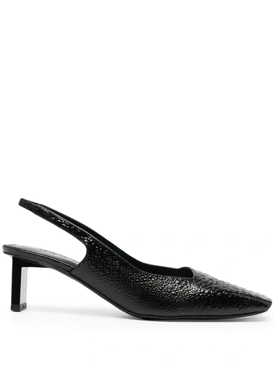 TEXTURED LEATHER SLINGBACK PUMPS