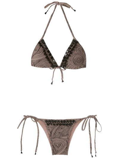 Shop Amir Slama Embellished Triangle Bikini Set In Neutrals