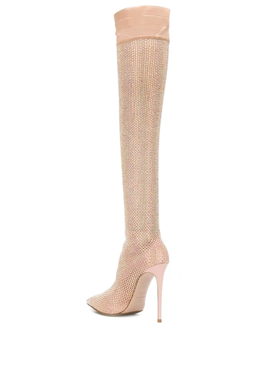 Shop Le Silla Calzatura Over The Knee Sock Boots In Neutrals