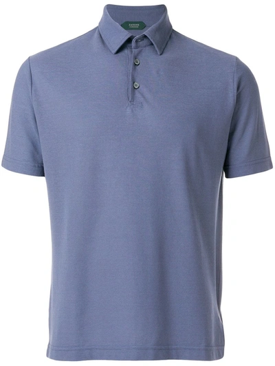 Shop Zanone Short Sleeve Polo Shirt In Blue