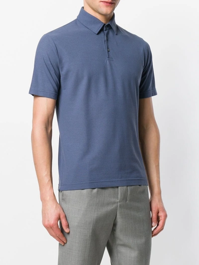 Shop Zanone Short Sleeve Polo Shirt In Blue