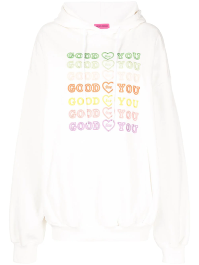 Shop Ireneisgood Embroidered-slogan Hoodie In Weiss