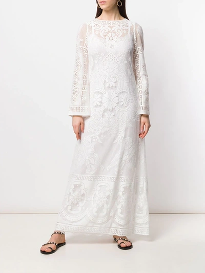 Shop Dolce & Gabbana Floral Crochet Dress In White