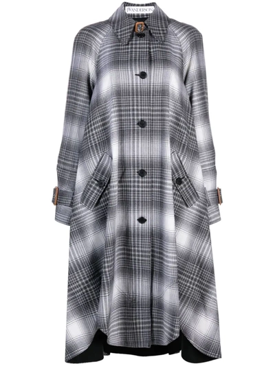 Shop Jw Anderson Checked Trench Coat In 黑色