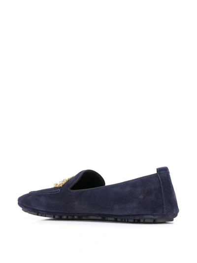 Shop Dolce & Gabbana Crown Patch Loafers In Blue
