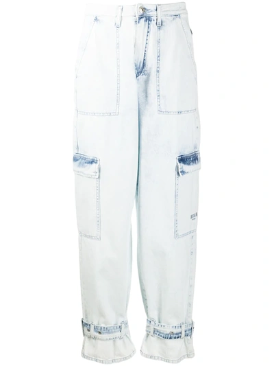 Shop Msgm Acid Wash Straight-fit Jeans In Blue