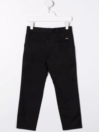 Emporio Armani Embroidered-logo Four-pocket Straight Trousers In Black