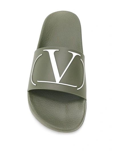 Shop Valentino Vlogo Slides In Green